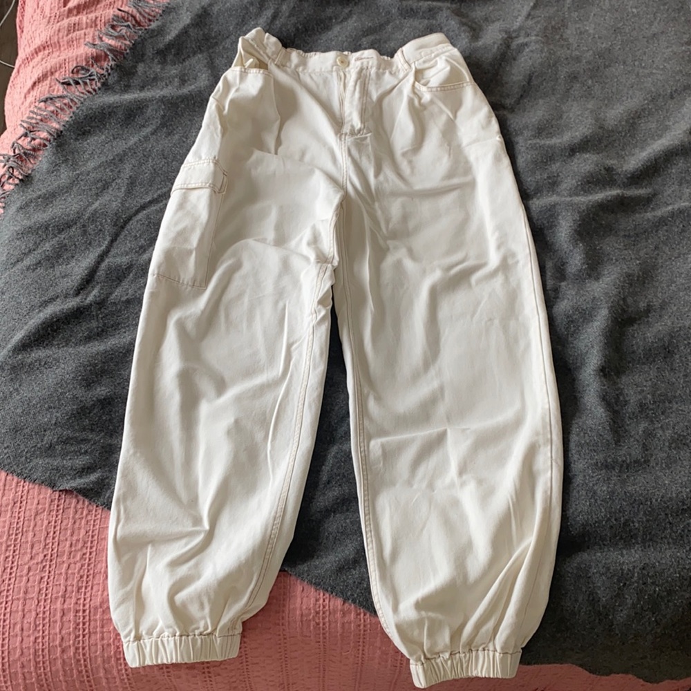 White cargo pants